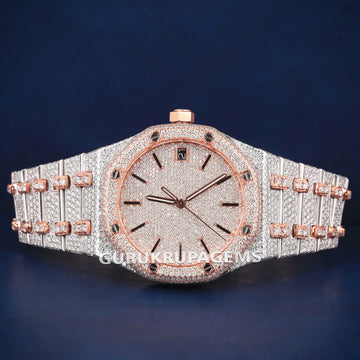 Fully Iced Out Silver Royal Oak Diamond Hip Hop Watch for Mens Womens in Luxe Style Gurukrupa-Gems