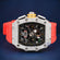 Mechanical Branded Red Belt Diamond Watch for Men Gurukrupa-Gems