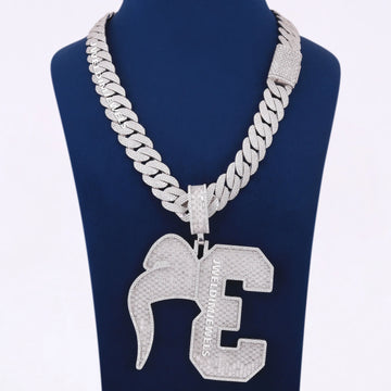 Men Women Custom Iced Out Big Baguette Letter Chain Pendant with 16mm Cuban Link Necklace VVS Diamond Personalized Jewelry Gurukrupa-Gems