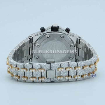 Men's stainless steel chronograph watch, featuring three inner dials and VVS clarity moissanite diamonds Gurukrupa-Gems