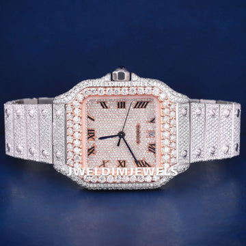 Mens Hip Hop Diamond Watches Roman Dial Fully Iced Out Diamond Silver Custom Watches for Ladies (Copy) Gurukrupa-Gems