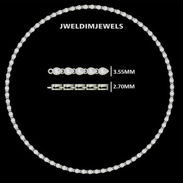 Mens Lab Grown Diamond Tennis Chain in 18 inch Rose Gold White Diamond Tennis Chain Necklaces for 3.55mm Diamond Tennis Chain Gurukrupa-Gems