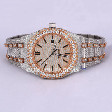 Mens hip hop full iced out moissanite diamond watch crafted in stainless steel with vvs clarity Gurukrupa-Gems