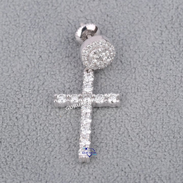 Mens one sided diamond earrings for luxury christian cross Gurukrupa-Gems