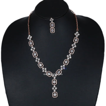 Meticulously crafted 14 kt rose gold lab grown diamond necklace for women in vvs clarity diamonds Gurukrupa-Gems