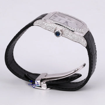 Moissanite diamond leather belt diamond hip hop watch featuring roman numerals and VVS clarity Gurukrupa-Gems