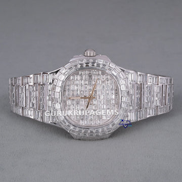 New launched fully baguette cut diamonds hip hop branded watch for unisex Gurukrupa-Gems