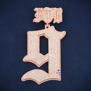 Numerical design pendant in 14kt rose gold with lab created round cut diamond - Gurukrupa-Gems