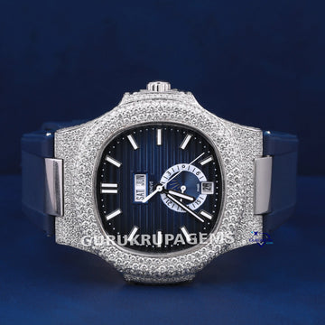 Pass diamond tester custom half iced out diamond watch with custom dials Gurukrupa-Gems