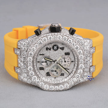 Pass diamond tester hip hop yellow strap half iced out watch Gurukrupa-Gems