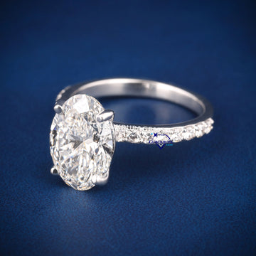 Pave set womens engagement wedding oval diamond ring Gurukrupa-Gems
