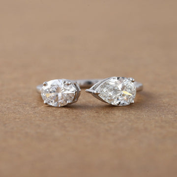 Pear & Oval Cut Lab Diamond and Eternity Engagement Ring In 14 KT Lab Grown Solitaire Ring