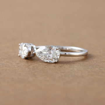 Pear & Oval Cut Lab Diamond and Eternity Engagement Ring In 14 KT Lab Grown Solitaire Ring