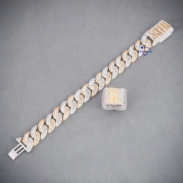Personalized Hip hop Cuban baguette bracelet and statement ring Gurukrupa-Gems