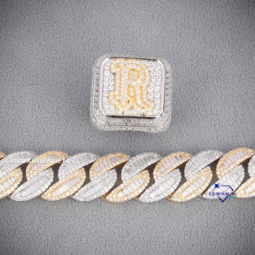 Personalized Hip hop Cuban baguette bracelet and statement ring Gurukrupa-Gems