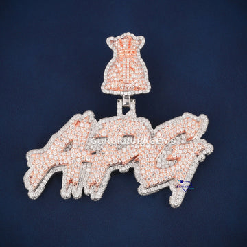 Personalized custom letter two tone hiphop vvs d color diamond pendant - Gurukrupa-Gems
