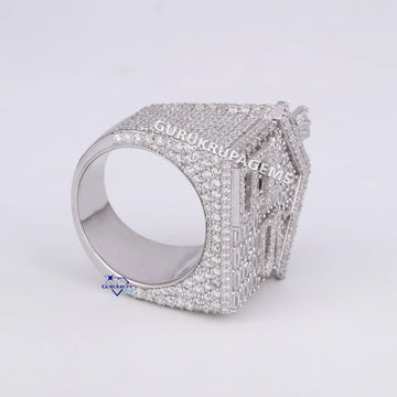 Popular mens hip hop diamond ring crafted in 14 kt white gold lab grown diamonds Gurukrupa-Gems