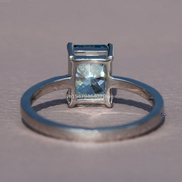Radiant Cut Lab Made Diamond Solitaire Ring for proposal or party wear in 14 kt white gold-Gurukrupa-Gems