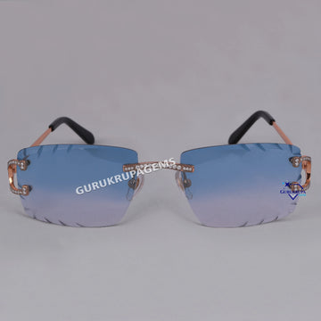 Rimless Sunglasses for Men Blue Color Glass VVS Diamond Branded Sunglass Gurukrupa-Gems