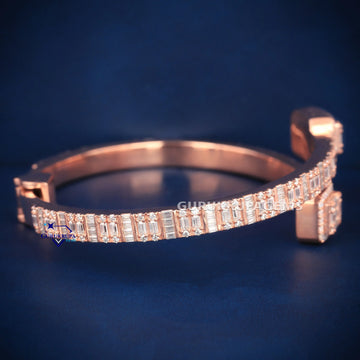 Rose gold baguette diamond bracelet for women with sleek design and luxurious sparkle Gurukrupa-Gems