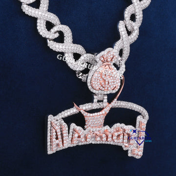 Round Cut Lab Diamond Chain With Pendant In 14KT White Gold Gurukrupa-Gems
