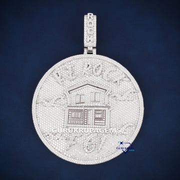 Round Cut VVS Clarity Stacked Designer Diamond Pendant - Gurukrupa-Gems