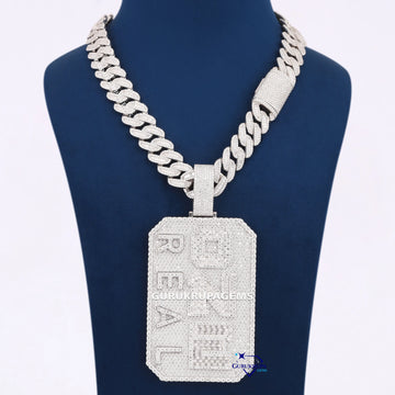 Round And Baguette Cut Lab Diamond Chain With Pendant In 14KT White Gold Gurukrupa-Gems
