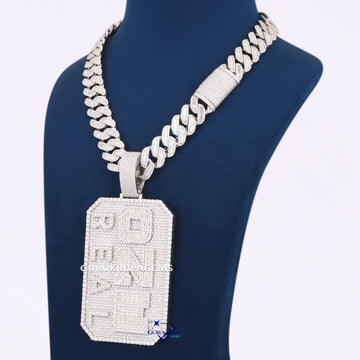 Round And Baguette Cut Lab Diamond Chain With Pendant In 14KT White Gold Gurukrupa-Gems