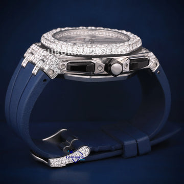 Rubber belt chronograph dial VVS pass tester diamond watch Gurukrupa-Gems