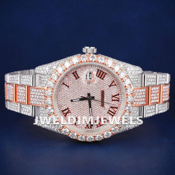 Silver Yellow Datejust Full Iced Out Two Tone Bust Down Moissanite Watch for Real VVS Diamond watch Gurukrupa-Gems