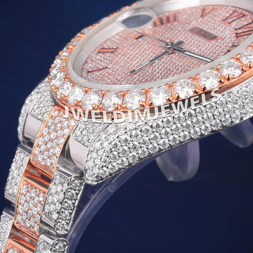 Silver Yellow Datejust Full Iced Out Two Tone Bust Down Moissanite Watch for Real VVS Diamond watch Gurukrupa-Gems