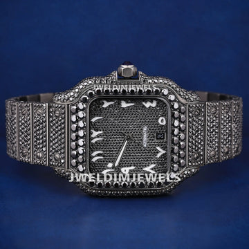 Silver Yellow Two Tone Full Iced Out VVS Diamond Custom Arabic Dial 41mm Luxury watches for Mens Gurukrupa-Gems