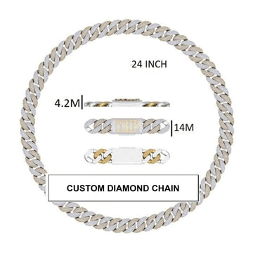 Two Tone Diamond Cuban Link Chain Necklace 22 Inch 15mm Iced Out for Mens and Womens Gurukrupa-Gems