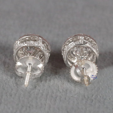 Simple yet Elegant 14 kt white gold lab grown solitaire studded diamond earring for engagement Gurukrupa-Gems