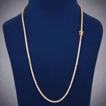 Single Line Round Diamond 3.2mm 925 Sterling Silver Tennis Neck Chain for Mens Gurukrupa-Gems