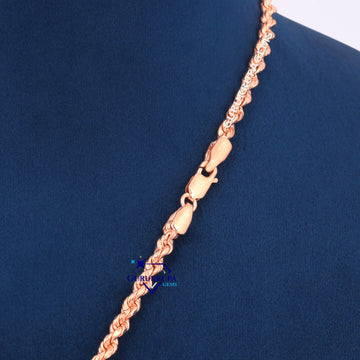 Small Round Cut Diamond Pendant With Rope Chain In 14KT Rose Gold Gurukrupa-Gems