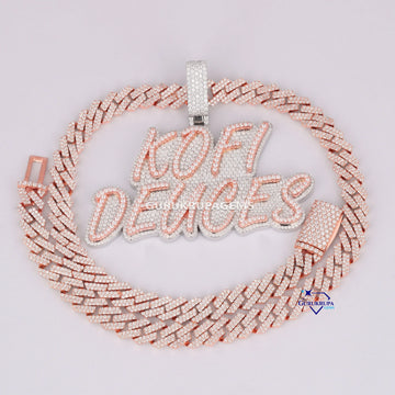 Small Round Cut Lab Diamond Chain With Pendant In 14KT Rose Gold Gurukrupa-Gems