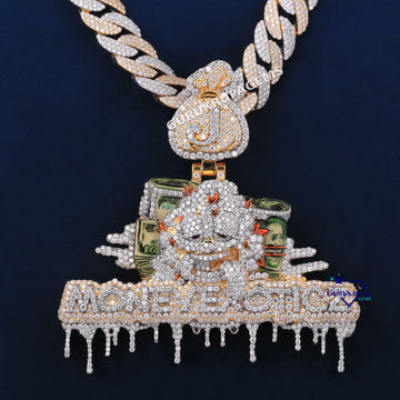Small Round Cut Lab Diamond Custom Design Pendant With Chain In 14KT Gold Gurukrupa-Gems
