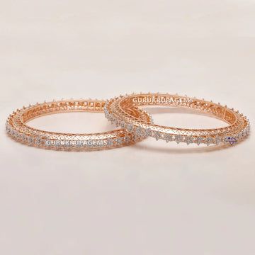 Sparkling Bangles to Adorn Your Wrist with 14 kt gold lab grown diamond bangles with vvs clarity diamonds Gurukrupa-Gems