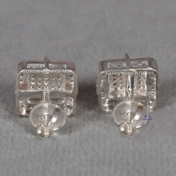 Square shape diamond studded 14 kt white gold diamond earring for engagement for regular wear Gurukrupa-Gems
