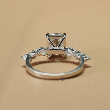 Stunning 14kt white gold ring with VVS clarity labgrown cushion and marquise cut diamond ring Gurukrupa-Gems