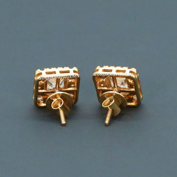 Stylish 14 KT Yellow Gold With Lab Diamond Earrings For Women with VVS clarity Diamonds Gurukrupa-Gems