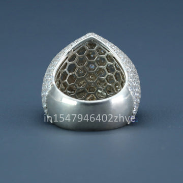 Stylish 14 kt White Gold lab created Diamond Hip Hop Ring adding a stylish touch to any outfit with enhanced vvs clarity