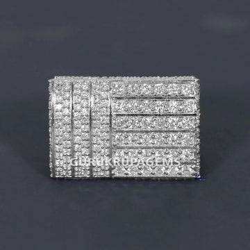 Stylish and elegant 14 kt white gold lab grown diamond hip hop ring for men to wear at party or wedding Gurukrupa-Gems
