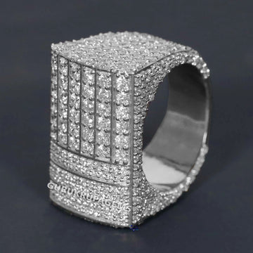 Stylish and elegant 14 kt white gold lab grown diamond hip hop ring for men to wear at party or wedding Gurukrupa-Gems