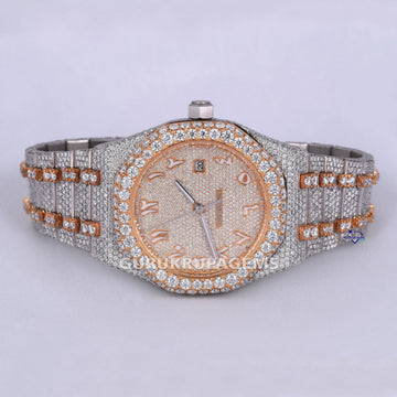 Stylish lab grown hip hop diamond watch with arabic numerals crafted with vvs clarity diamonds Gurukrupa-Gems