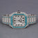 Stylish square dial blue diamond hip hop diamond watch-Gurukrupa-Gems