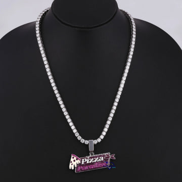 Tennis Chain With Unique Name Plate Diamond Pendant VVS Clarity Diamond Chain Pendant Gurukrupa-Gems