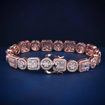 This hip hop baguette and round cut diamond bracelet for unisex Gurukrupa-Gems