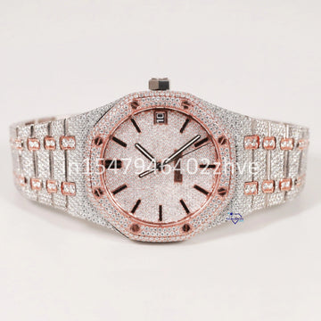 This iced out stainless steel hiphop watch is a sleek and attractive accessory with moissanite diamond-Gurukrupa-Gems